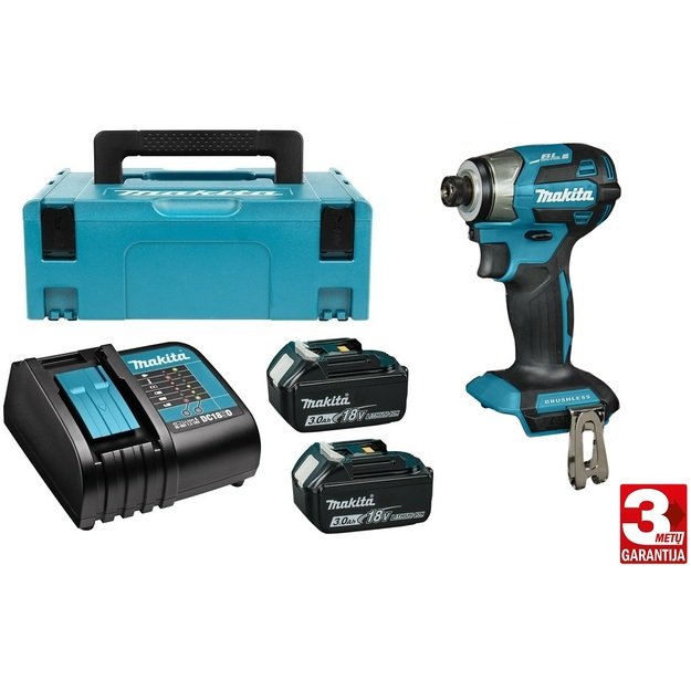Makita DTD173SFJ bešepetėlinis akumuliatorinis smūginis suktuvas su 18V 2x3.0Ah