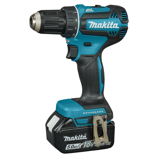 Makita DDF485RTJ bešepetėlinis akumuliatorinis gręžtuvas su 18V 2 x 5Ah akumuliatoriais