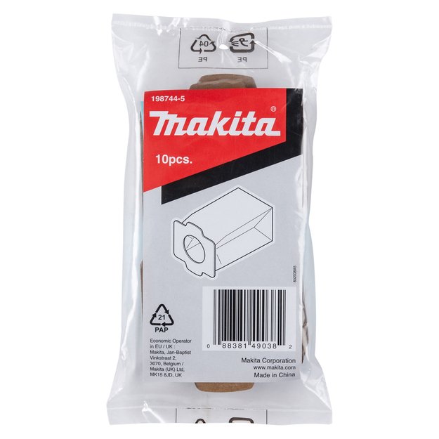 Makita Antibakteriniai popieriniai dulkių maišeliai, 10 vnt, siurbliui 198744-5