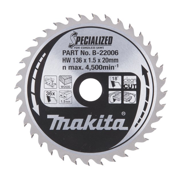 Makita pjovimo diskas 136x20x1,5mm 36T 20° DSS501 B-22006