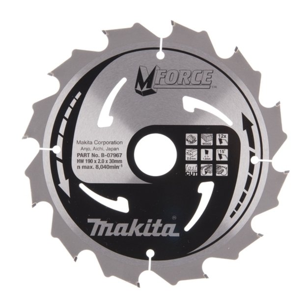 Makita Pjovimo diskas 190x30/20/16x2,0mm 12T 15° 5704R 5705R M-FORCE B-07967