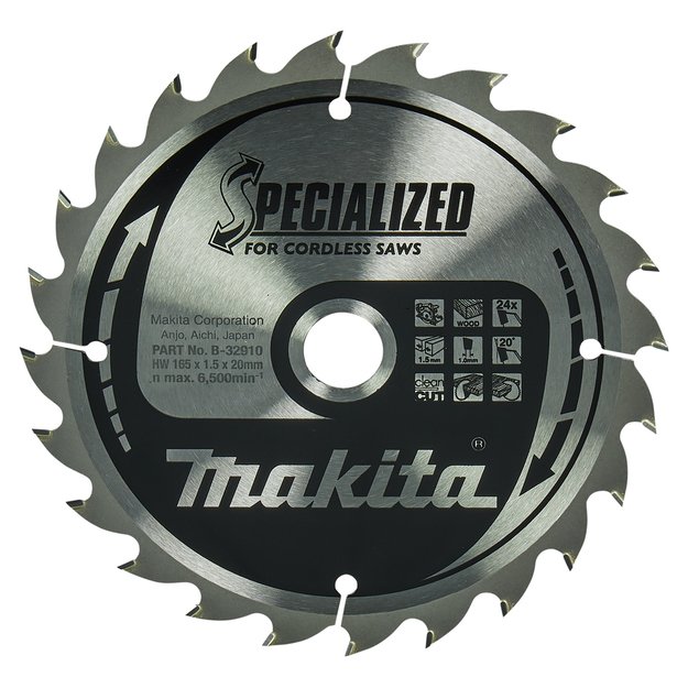 Makita 165×1,5×20mm24T, 20°T.C.T. pjovimo diskas B-32910
